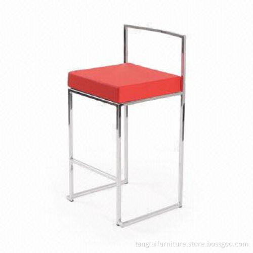 Low-back Bar Stool, Made of PU/Fabric and Chrome Frame